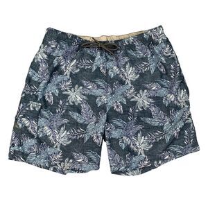 Tommy‎ Bahama Swim Shorts Mens L Large Blue Naples Coast Faded Palm Brief Lined
